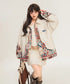 Jacquard Splicing Faux Leather Jacket